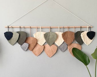 Macrame gift for home, boho headboard decor, wall hanging over the bed, Dark gray, sand