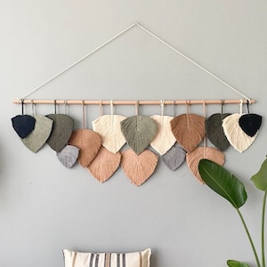 Macrame gift for home, boho headboard decor, wall hanging over the bed, Dark gray, sand