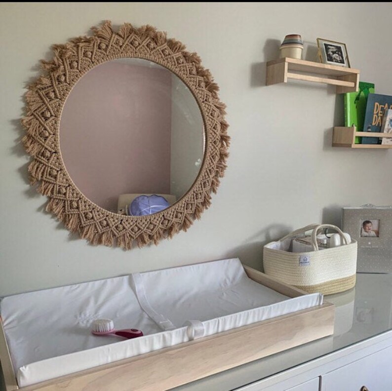 Large Round Macrame Mirror Wall Decor Macrame Boho Mirror Etsy India