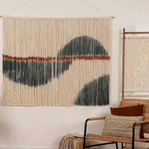 Grande tapisserie murale bohème en macramé, décoration d&#39;art mural moderne, suspension murale en macramé pour teinture par immersion, décoration murale en fils multicolores