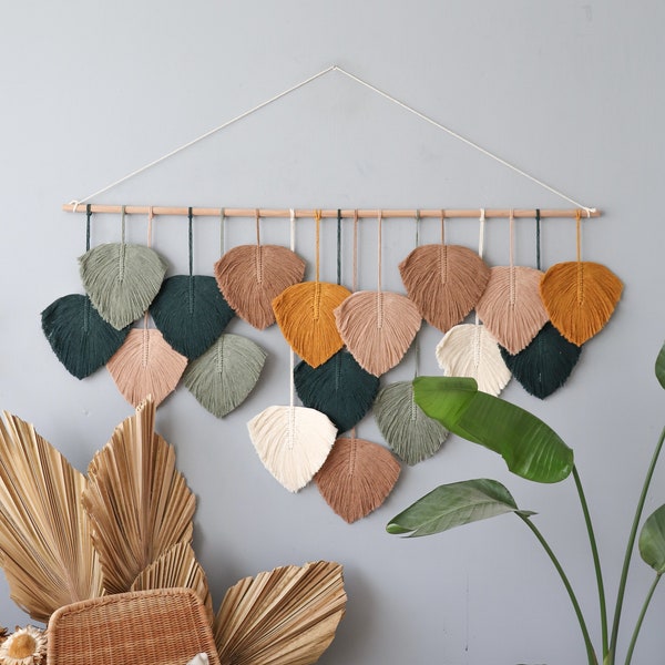 Grande arazzo da parete in macramè boho, decorazione boho multicolore (60x30 pollici)