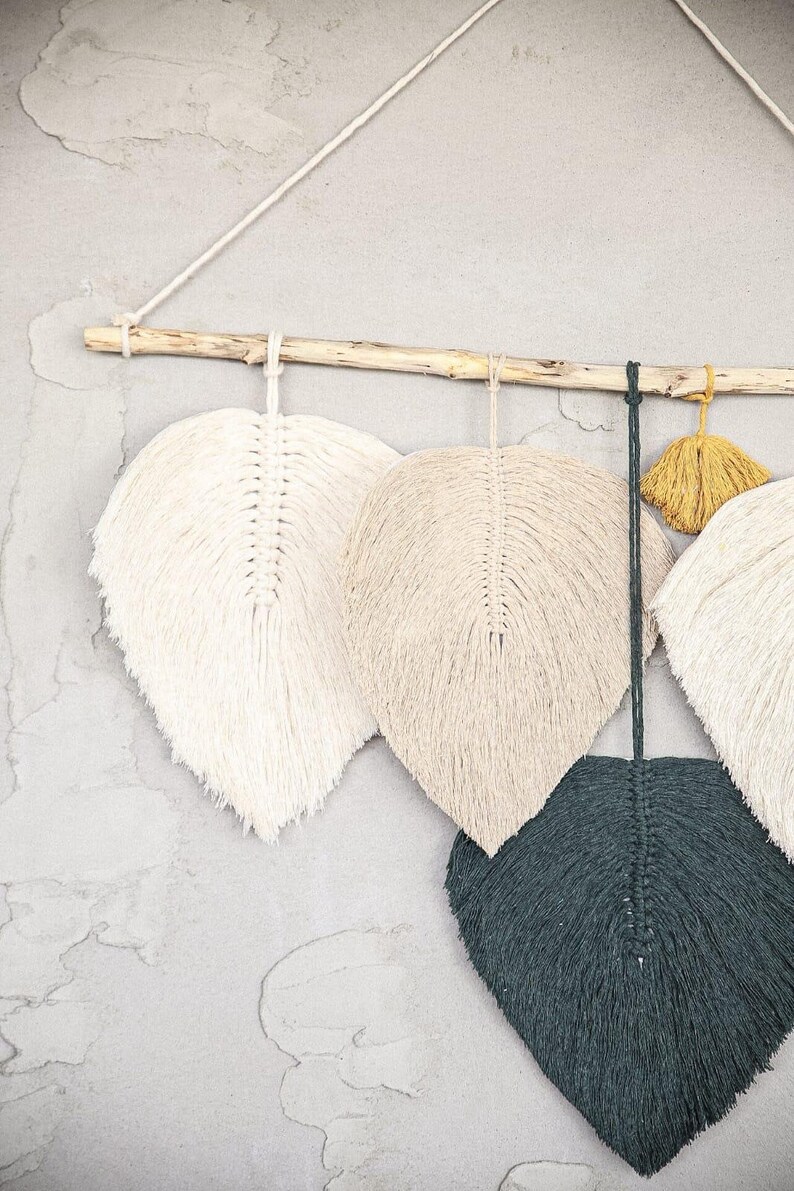 Plumas de Macrame Hojas de Boho Macrame Gran Pared Macrame