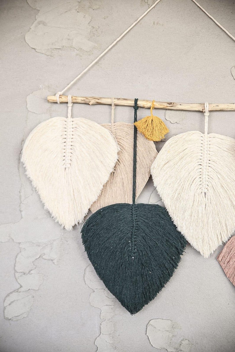 Plumas de Macrame Hojas de Boho Macrame Gran Pared Macrame