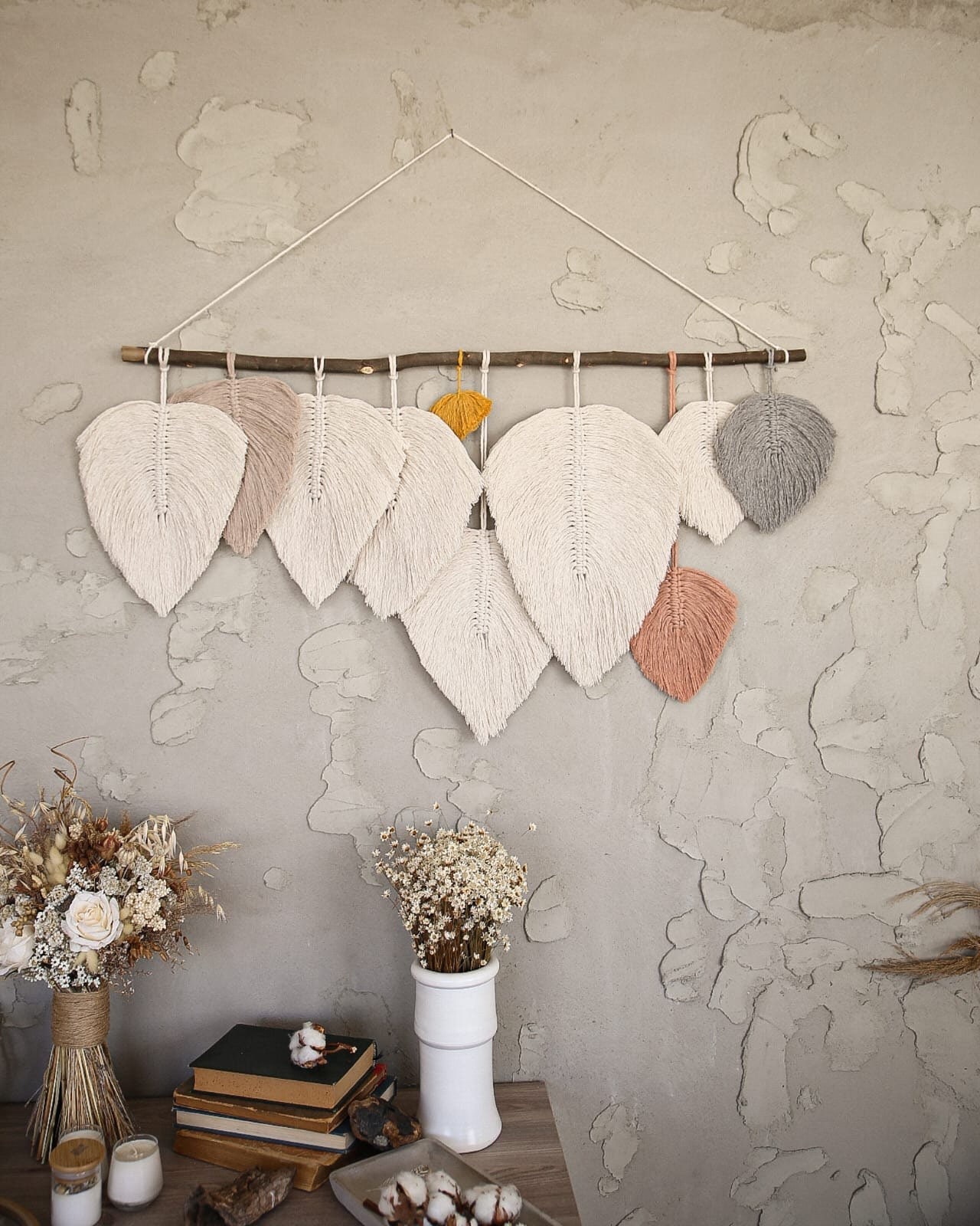 Grand Décor Mural en Macramé Crèche Fille, Art Macramé, Tapisserie de Pépinière Naturelle Pour Cadea