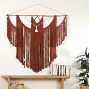 Lange Makrameefaserkunst, Boho Kopfteil Hauptschlafzimmer, modernes Wohnzimmerdekor, Einweihungsgeschenk