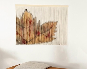 King size macrame leaf wall hanging, mid century modern wall art, Scandinavian decor, unique home decor