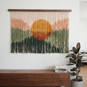Boho Dip Dye Macrame Wall Hanging, Living Room Decor, wall art gift
