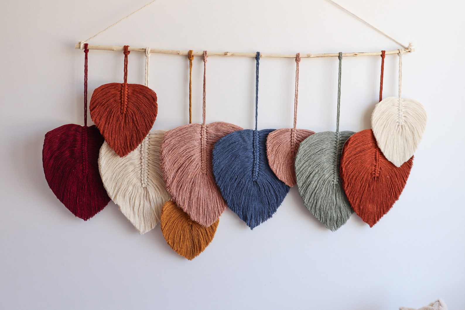 Große Makramee Feder Wandbehang Boho-Wand-Dekor über Kamin | Etsy