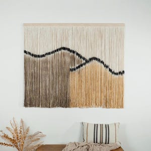 Gran arte de pared de macramé para el hogar, decoración de pared bohemia para dormitorio de invitados, regalo único hecho a mano para ella, arte de macramé moderno