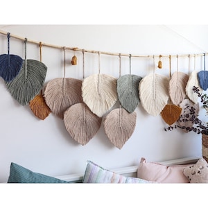 Large macrame colorful wall hanging, boho macrame headboard, wall decor over the bed, Olive, Blue