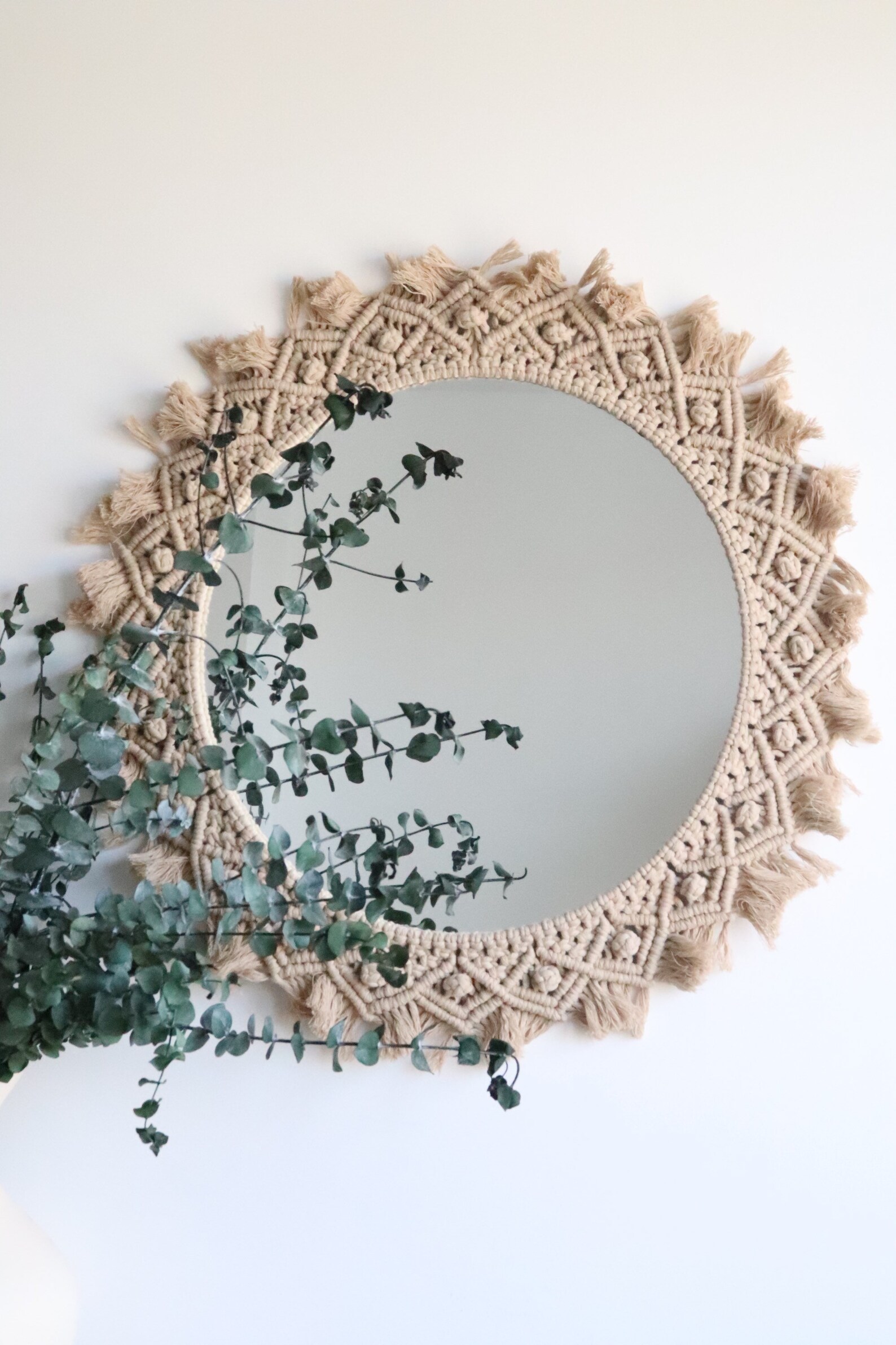 Large Round Macrame Mirror Wall Decor Macrame Boho Mirror Etsy India