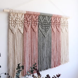 Large Macrame Wall Hanging: Geometric Boho Headboard, Multicolored Wall Art