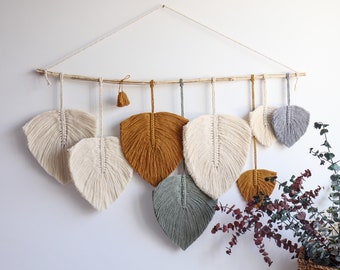 Large Macrame leaves decor, Modern wall, macrame headboard, home decor gift boho