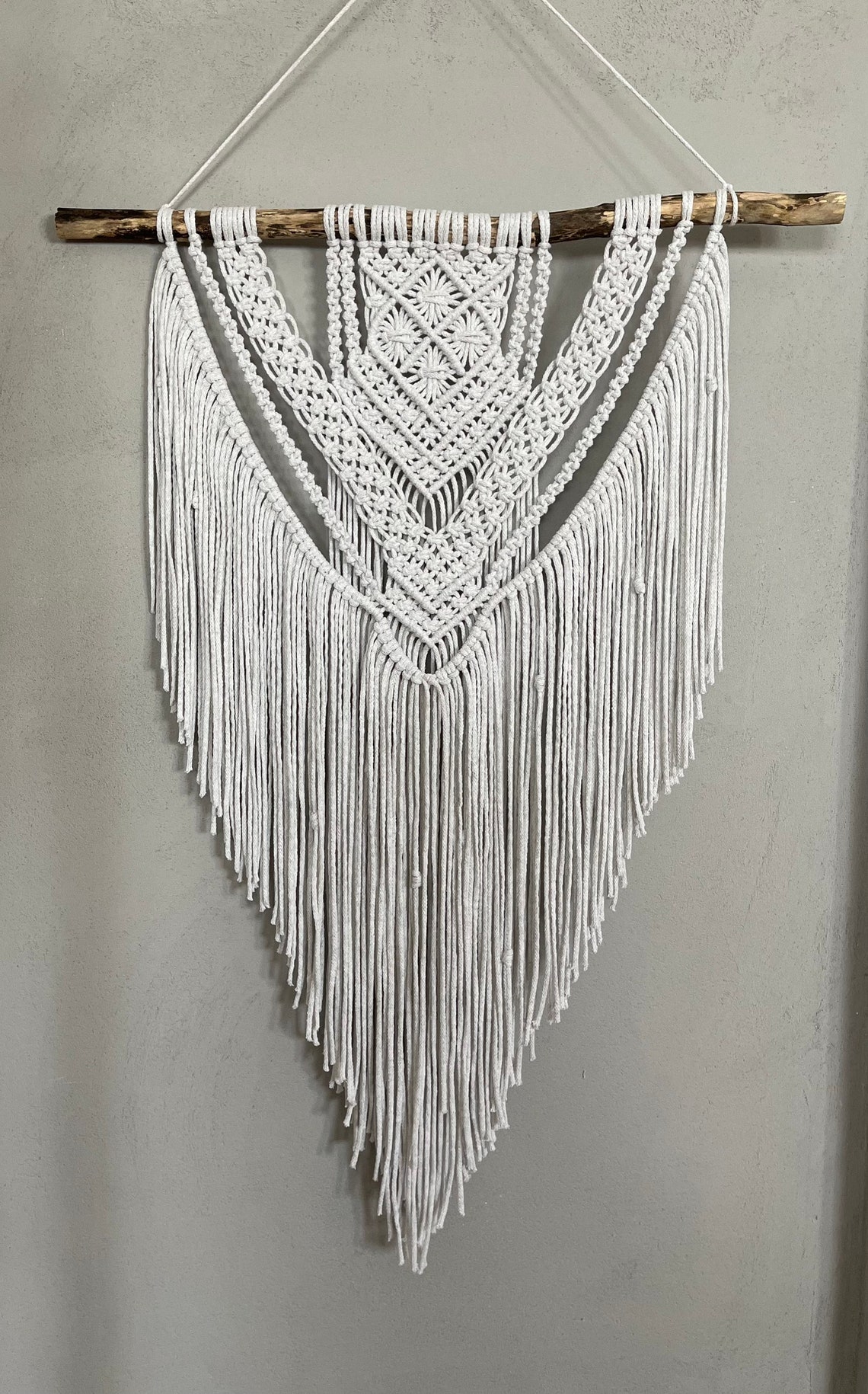 Large gray macrame wall hanging exclusive art decor hanging Etsy