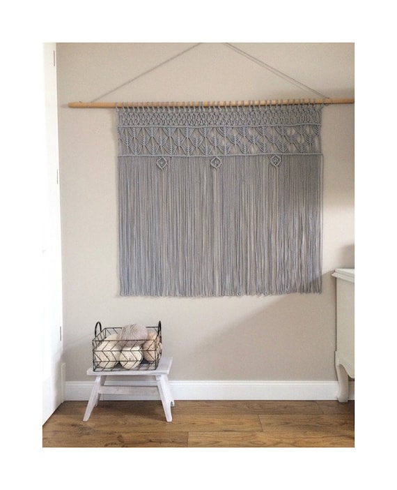 Macrame Curtain Room Divider Door Curtain Retro Macrium Wedding Macrame Boho Wedding Curtains Large Macrame Door Living Rustic Grey Window