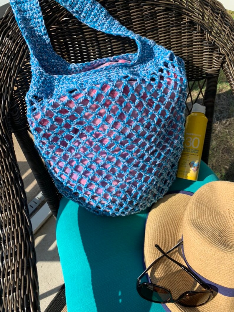 Tote Bag Handmade Crochet Eco friendly Cotton Mesh Beach Bag Market Bag