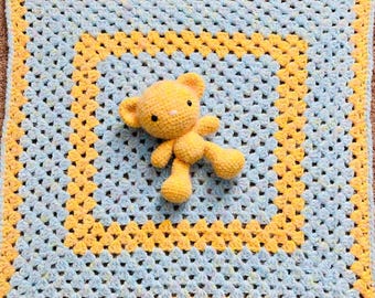 Crochet Baby Blanket and Teddy Bear Set: Handmade Plush Gift