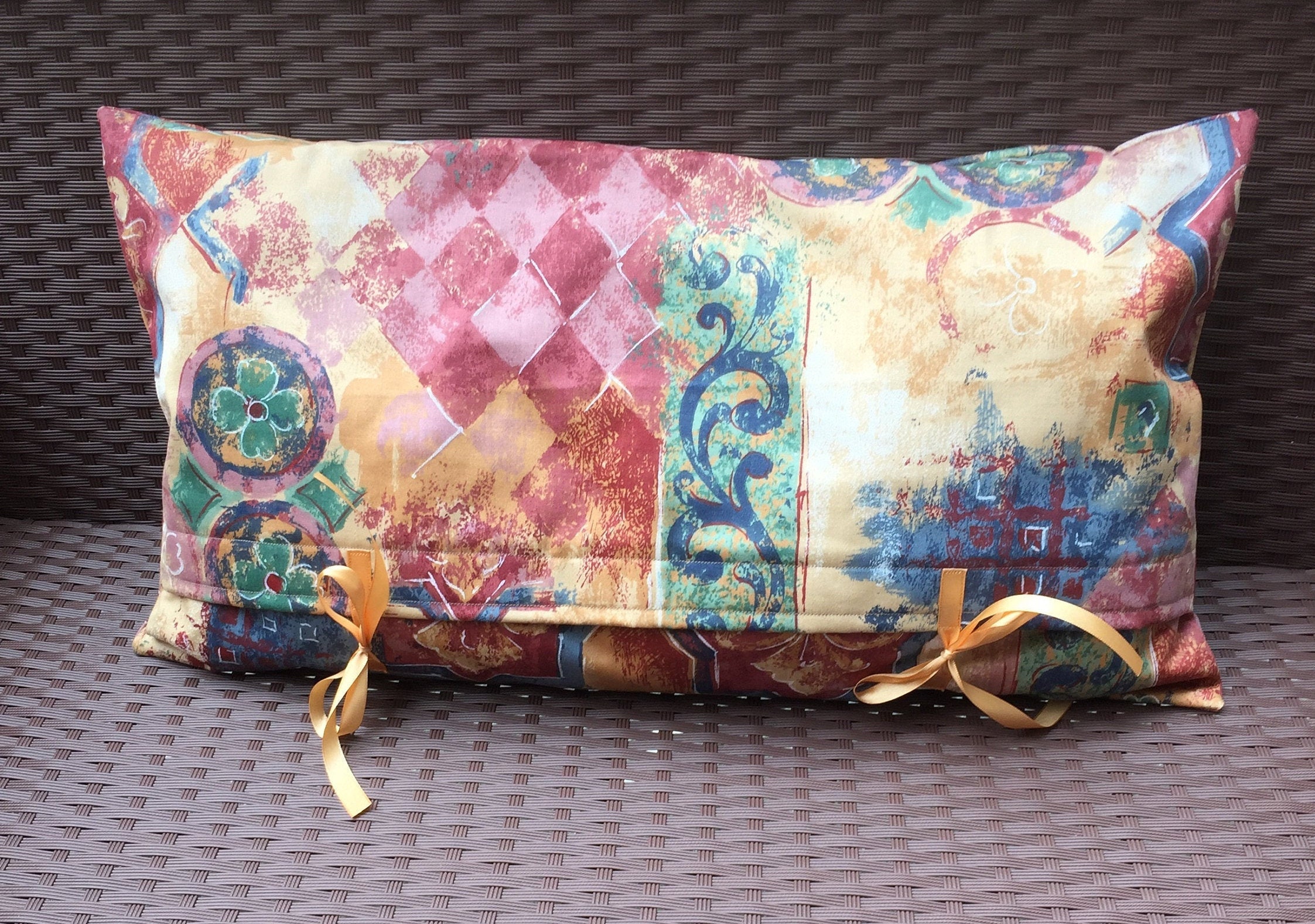 Handmade rectangle cushions with decorative tassels and lace Etsy