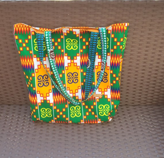 African Print Tote Bag vibrant Colours lined With Inside Pocket. Etsy UK