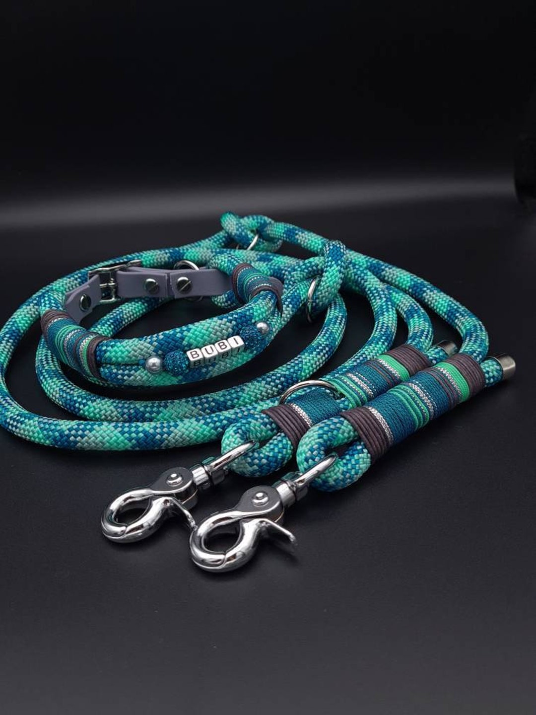 Dew Collar and Leash in the Set Premium Rope Emerald With Etsy Australia