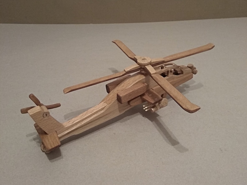 Wooden toy helicopter AH-64 Apache Collectible | Etsy