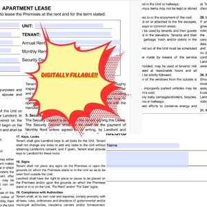 Fillable Residential Lease Agreement - Customizable Landlord & Tenant Lease Form PDF, PDF Lease Contract, Landlord Tenant Agreement