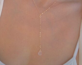 LariatTeardrop Necklace Gold or Silver Drop Pendant necklace