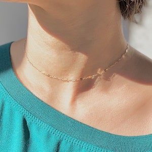 Lace Chain Choker * Necklace * 14K Gold Filled * Bohemian * Handmade * Sequin Chain *