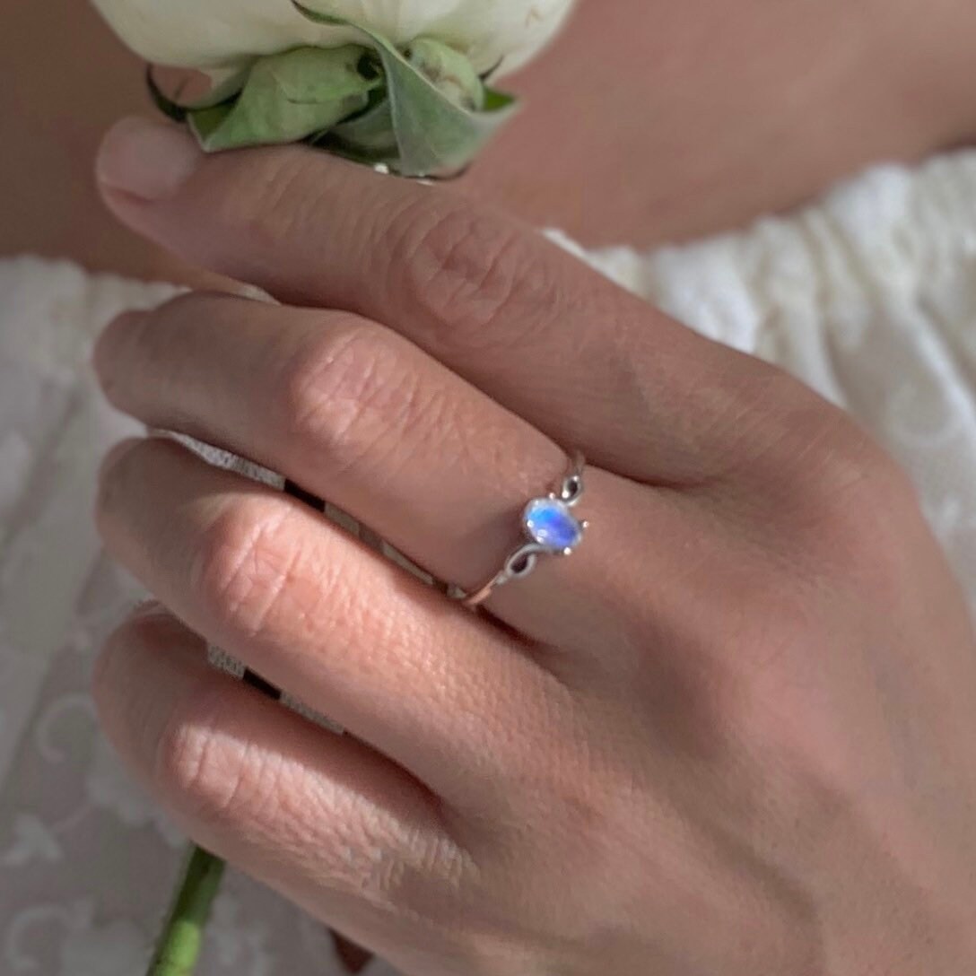 Moonstone Solitaire Ring * Sterling Silver * Gift For Her * Promise R…