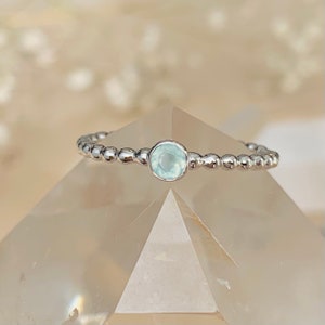 Dainty Chalcedony Ring * Aqua Blue * Sterling Silver * Bohemian * Handmade * Midi Ring * Element Water *