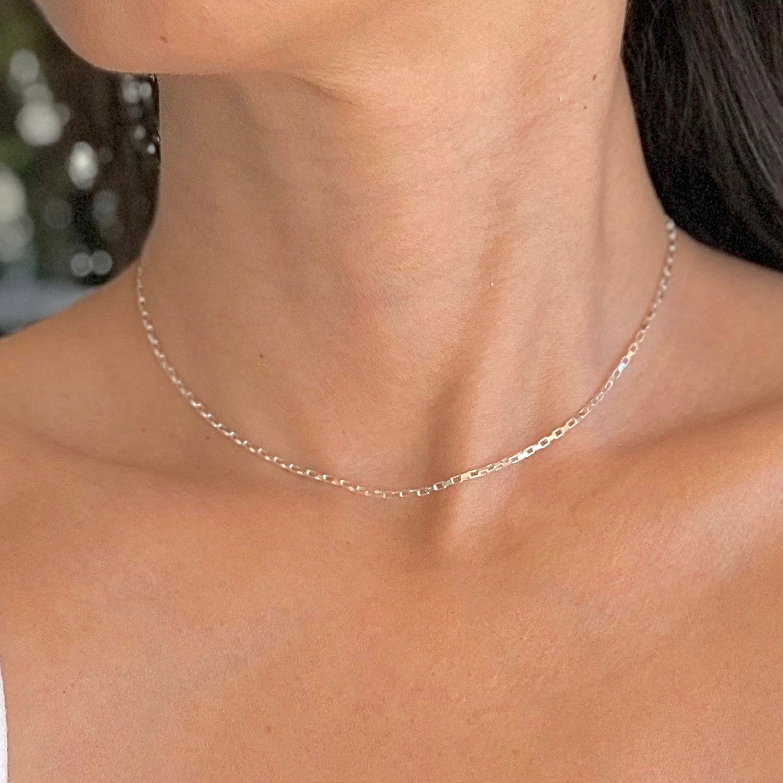 Dainty silver necklace chain Clearance