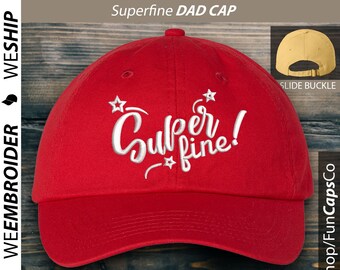Superfine | Embroidered Baseball Cap Low Profile Black Custom Strap Back Unisex Adjustable Cotton Baseball Hat