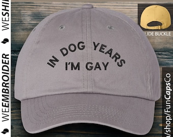 In dog years Hat | Embroidered Baseball Cap Low Profile Black Custom Strap Back Unisex Adjustable Cotton Baseball Hat