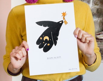 Poster A4 - Night Bird Illustration (Print)