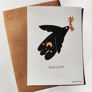 Carte Postale "Oiseau de nuit" (+enveloppe)