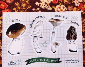Sheet of 4 Mushroom stickers
