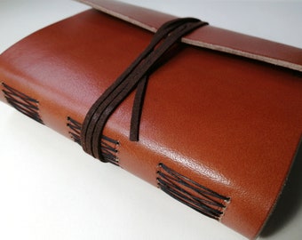 Hand Bound Leather Journal - Saddle Tan - 4.5" x 6. 5"