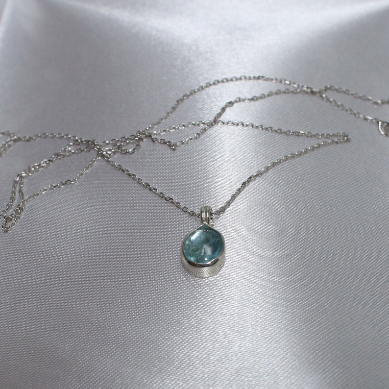 Aquamarine Gold Plated Silver Necklace Aquamarine Pendant Gift for Any Occasion Summer Gemstone Necklace Aquamarine Silver Pendant