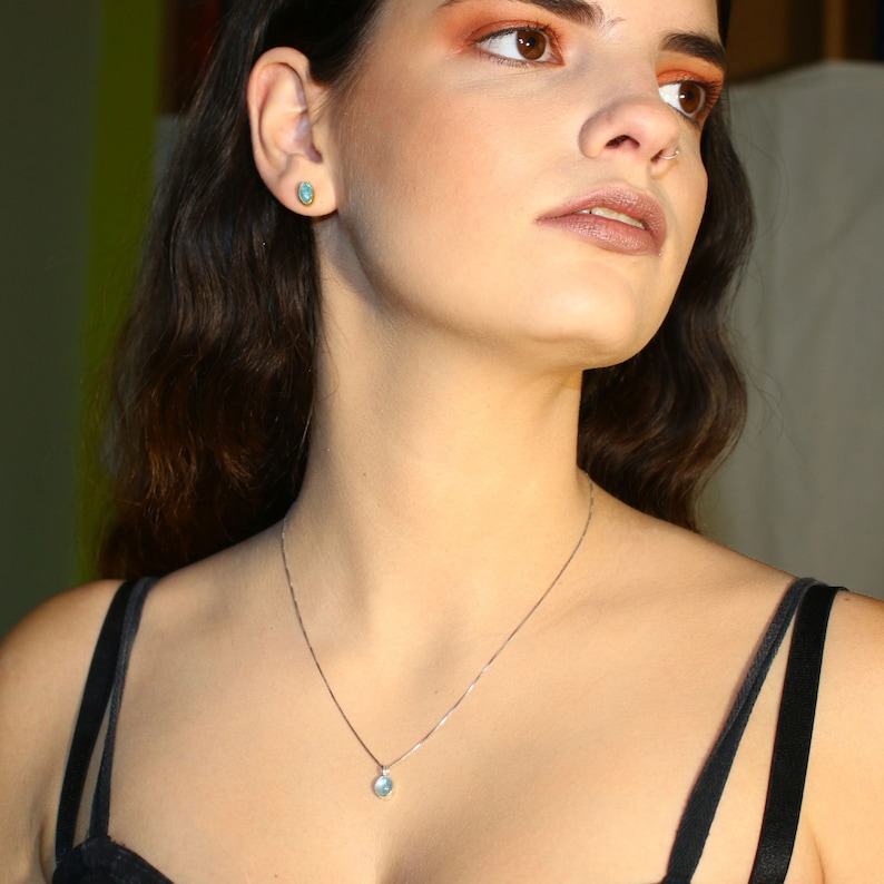 Aquamarine Gold Plated Silver Necklace Aquamarine Pendant Gift for Any Occasion Summer Gemstone Necklace Aquamarine Silver Pendant