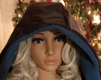 The Color of Rain-Updated, Waterproof, Over-Sized, Warm & Cozy Rain Hood! Black Nylon Exterior with Colorful Solid Fleece Interiors.
