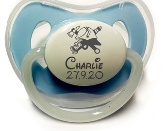 Pacifier with engraving Desired text for the young firefighter Laser engraving Your text personalized, personalize your desired text, fire brigade