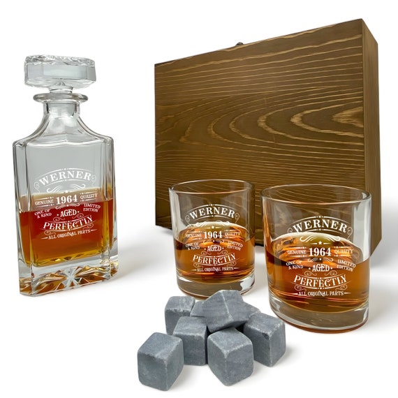 Cadeaux Pour Les Garçons D'honneur Carafe à Whisky 700ml Avec 4 Verres à Whisky, Carafe Personnalisée Avec Monogramme