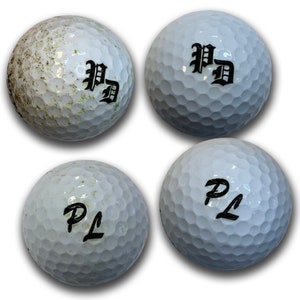 Golf ball set with engraved initials personalized 3 Wilson golf balls pitch fork and 6 tees gift box black desired text gift golfer image 6