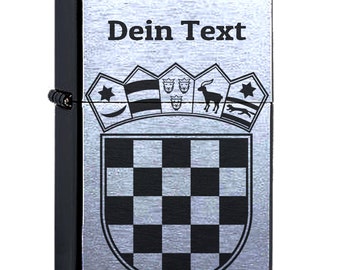 Zippo® mit der Wunschgravur Dein Text Wappen Kroation Original chrome brushed personalisiert kroatische Flagge Hrvatska Adria Istria