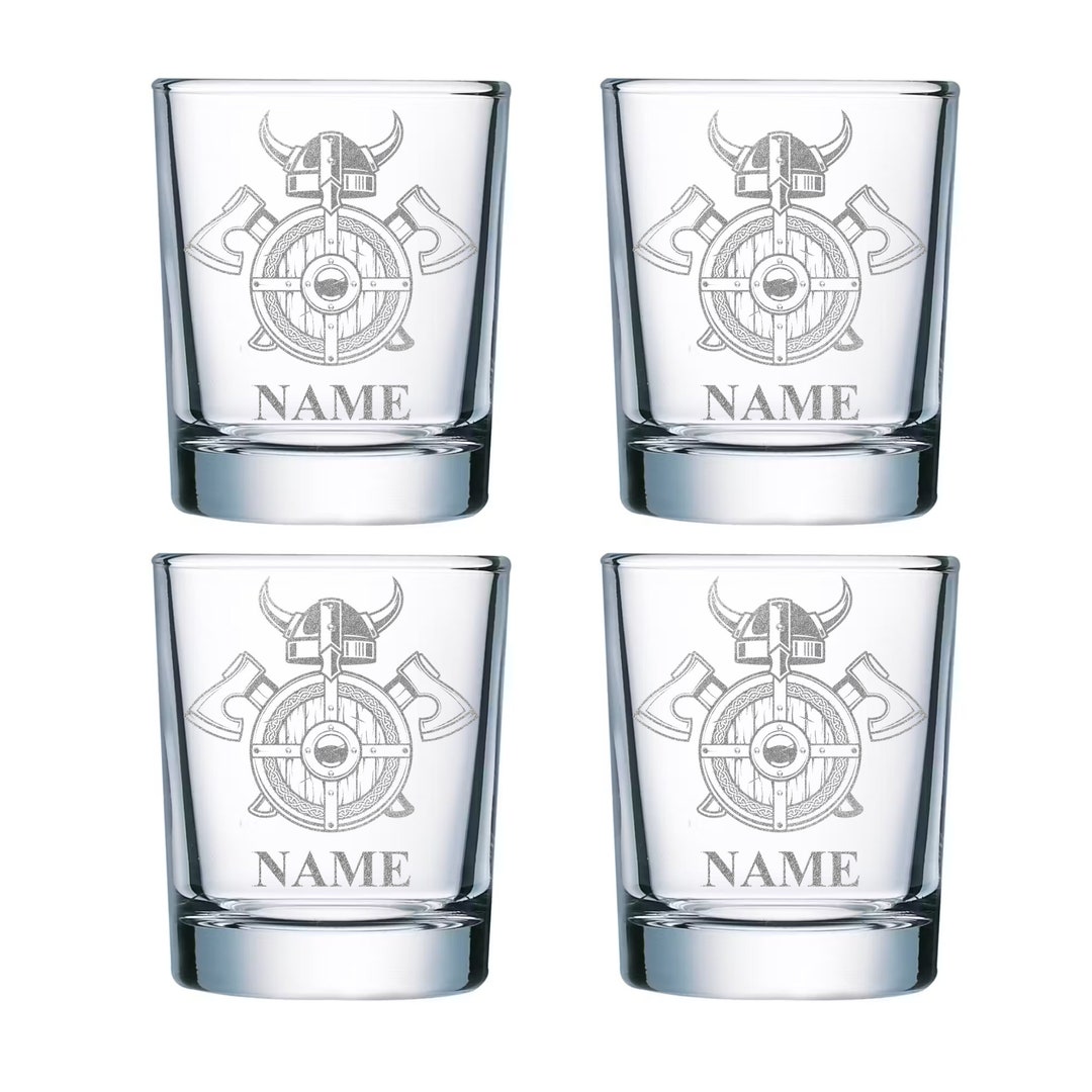 Set of 4 Shot Glasses 40ml Vikings With Personal Engraving of Etsy