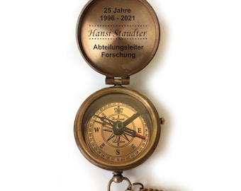 Boussole Personnalisée En Laiton Avec Photo Gravée Et Texte - Cadeau Unique Poli Ou Vintage