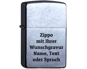 Zippo® petrol lighter with engraving Desired text Chrome Brushed Desired engraving personalized name personalize lighter engraving as desired