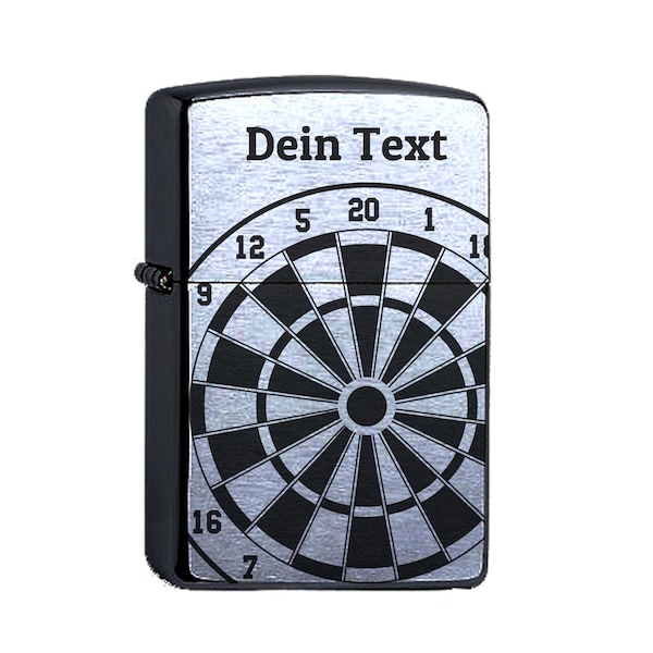 Zippo® Dart mit Wunschgravur personalisieren Dein Name und Dartscheibe, Original Chrome Brushed personalisiert