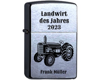 Zippo® Petrol Lighter Tractor Farmer Personalized Engraving