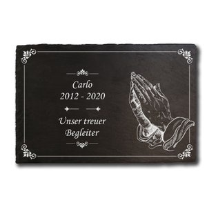 Slate praying hands approx. 20 x 30 cm engraved Desired text Name slate plate Bell sign Door sign Engraving Dürer gravestone Gravestone